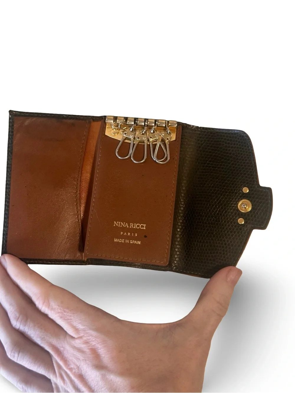 Nina Ricci Brown and Black Two-Tone Leather key Wallet